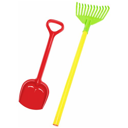 Игрушки для песочницы для снега Грабли детские веерные + Лопатка пластиковая 50 см красная