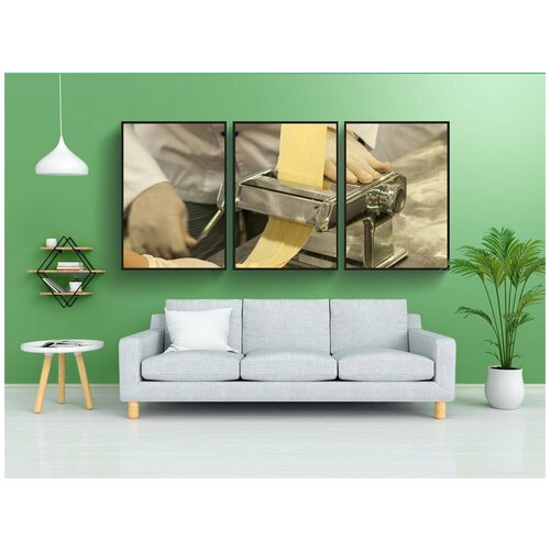 фото Набор модулных постеров для интерьера "макаронные изделия, делать макароны, еда" 60x90 см. в тубусе, без рамки lotsprints