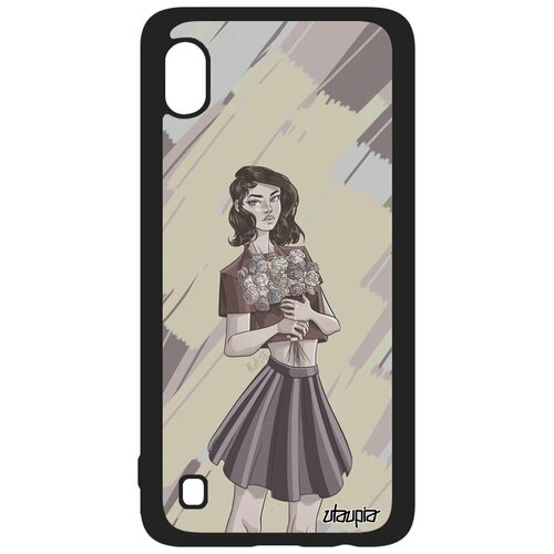 фото Противоударный чехол на смартфон // samsung galaxy a10 // "девушка и цветы" стиль дизайн, utaupia, серый