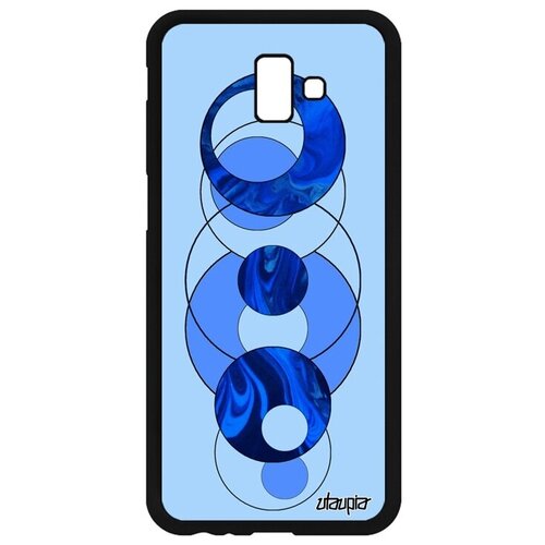фото Красивый чехол на телефон // samsung galaxy j6 plus 2018 // "круги" структура геометрический, utaupia, голубой