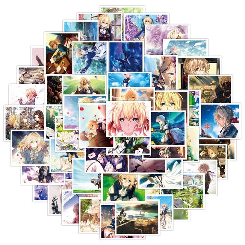 Наклейки Вайолет Эвергарден / Violet Evergarden водостойкие 52шт (4-7см)