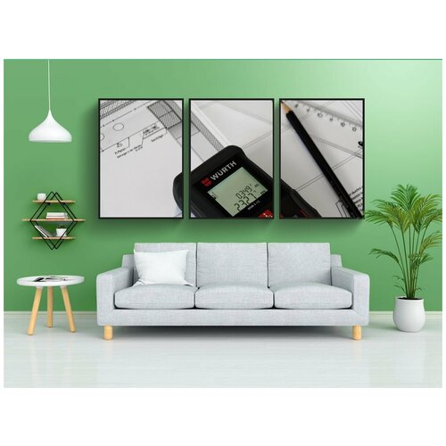 фото Набор модулных постеров для интерьера "измерительный прибор, соответствовать, лазер" 60x90 см. в тубусе, без рамки lotsprints