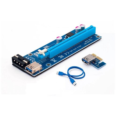 Аксессуар Райзер KS-is PCIe 1x - 16x с питанием Molex KS-346 райзер riser pci e 1x to 16х 6pin ver 006c usb 3 0 райзер для видеокарты usb 3 0 ver 006с