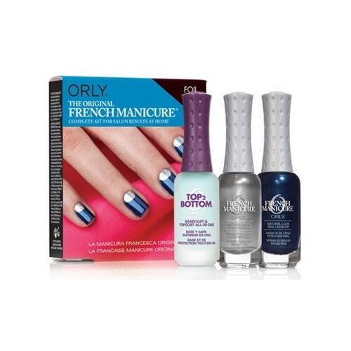 Orly Набор лаков для ногтей Foil french fx kit, синий/серебристый