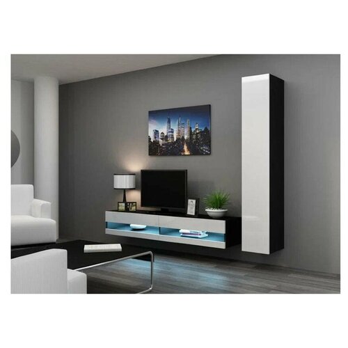 Гостиная Виго нью 9 Белый Фасадный 0101 Черный 0190 14400₽