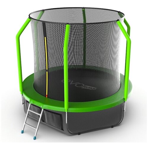 фото Батут evo jump cosmo 8ft (green) + lower net с внутренней сеткой и лестницей, диаметр 8ft (зеленый) + нижняя сеть
