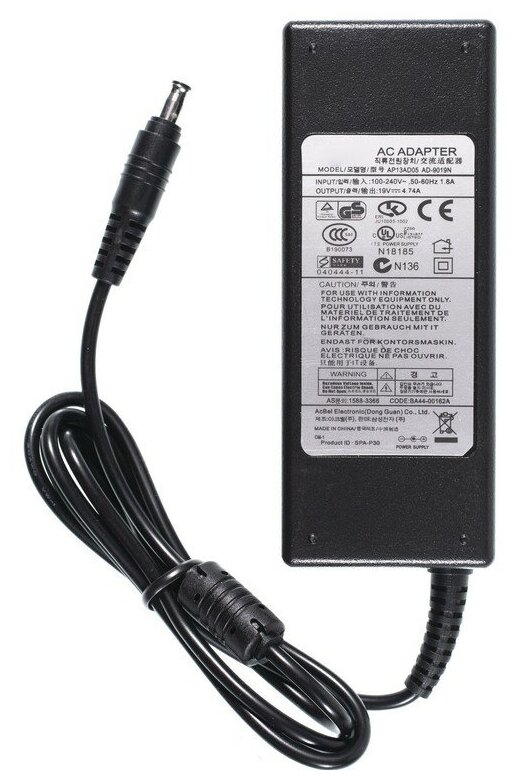 Зарядка для ноутбука Samsung R540 RV513 RV520 R530 RV511 NP300E5C NP355V5C / без сетевого кабеля