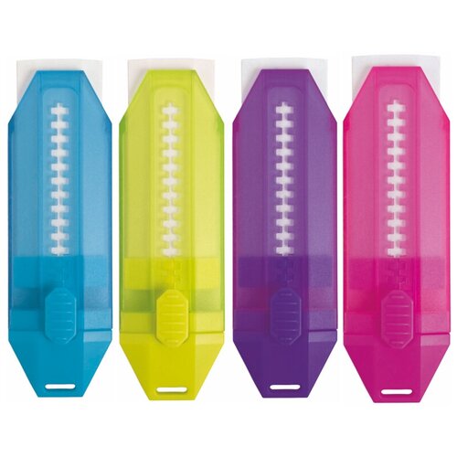 Ластик JOVI Slider, прямоугольный, пластик, пластиковый держатель, 4 цвета в дисплее, 16 штук в упаковке