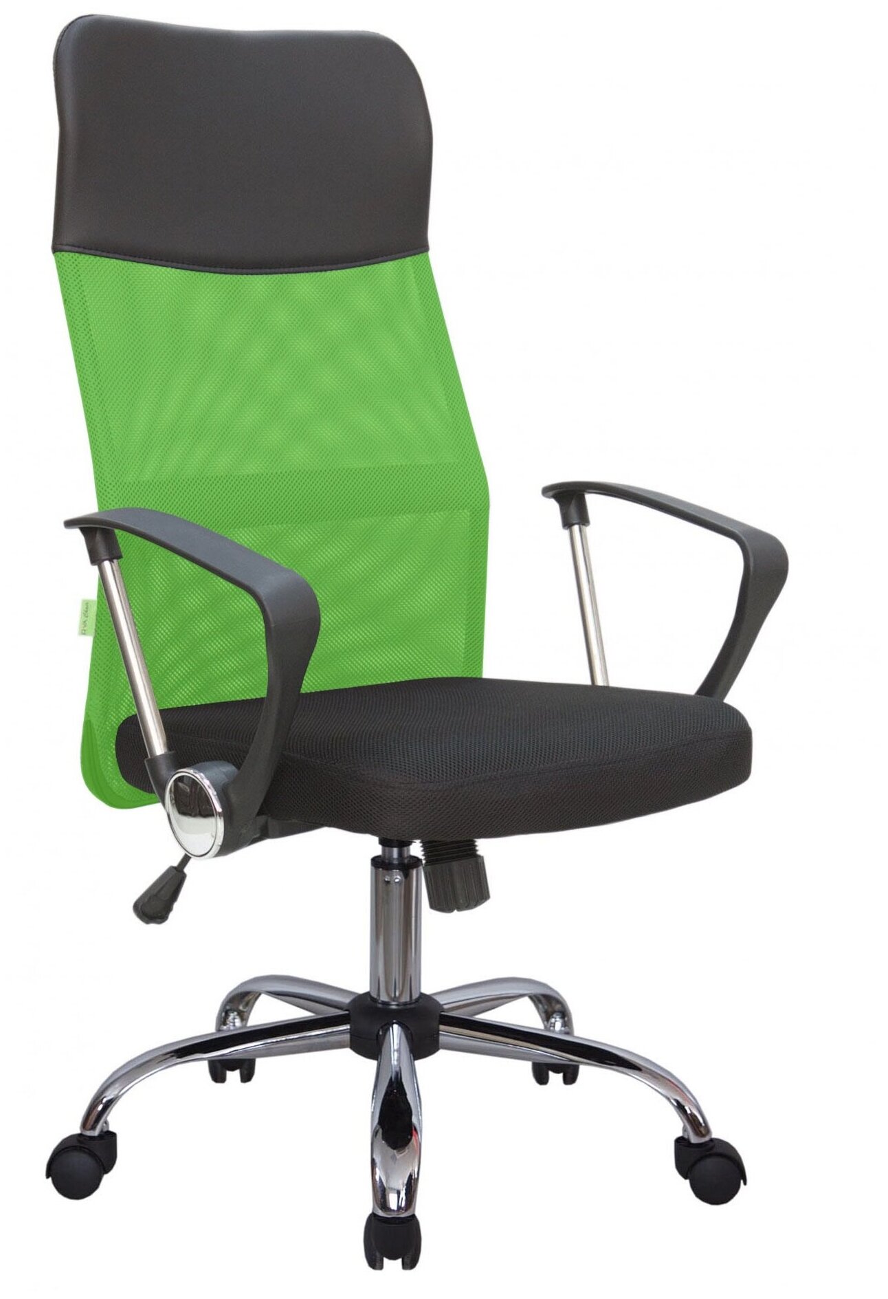 Компьютерное кресло Riva Chair Smart 8074 (подголовник - экокожа) Чёрная ткань/Зеленая сетка