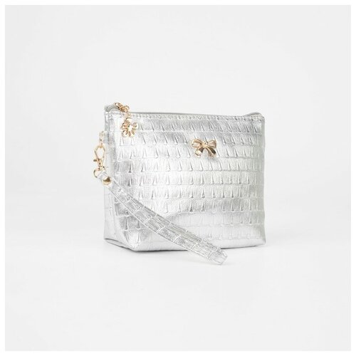 фото Косметичка на молнии, цвет серебристый