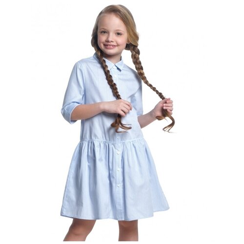 Платье Mini Maxi, размер 128, голубой футболка mini maxi хлопок размер 128 мультиколор белый