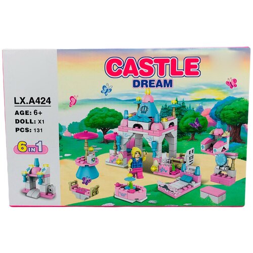 фото Конструктор для девочек / конструктор lx castle dream 6 в 1 ''замок мечты'', 131 деталь / конструктор замок принцессы / набор сити мини замок toys