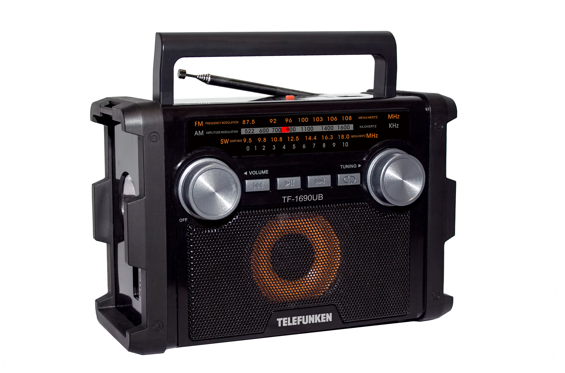 Радиоприемник портативный Telefunken TF-1690UB черный/серый USB microSD