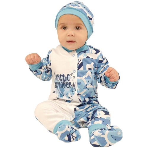 фото Комбинезон нательный для малыша babyglory "зимняя сказка" (футер с начесом) голубой 24-74