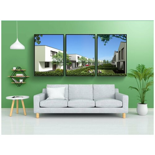 фото Набор модулных постеров для интерьера "дуплекс, вилла, рендеринг" 60x90 см. в тубусе, без рамки lotsprints