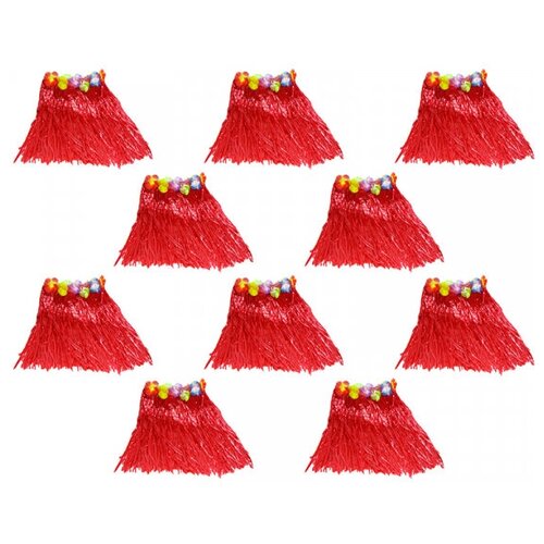 Юбка гавайская 40 см красная (Набор 10 шт.) юбка гавайская 40 см красная набор 2 шт