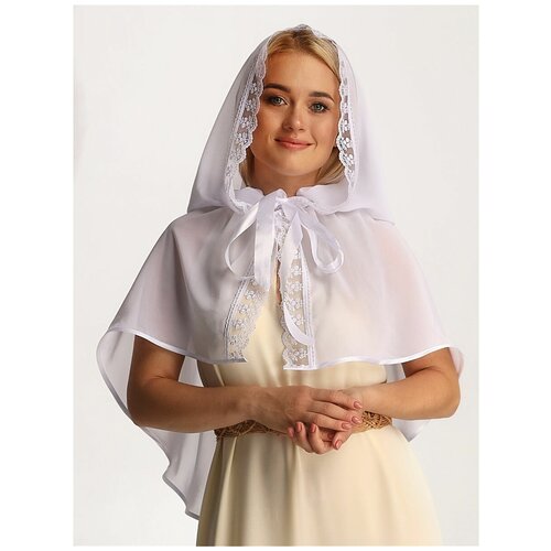 фото Церковный платок "нежность " ниспадающий в храм/ церковь на венчание/ капор на крестины с заколкой/ пасхальный подарок/ крестим деток