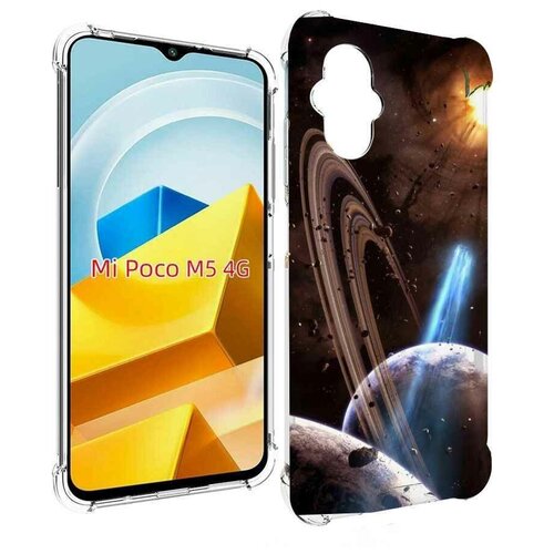 Чехол MyPads сатурн в космосе для Xiaomi Poco M5 задняя-панель-накладка-бампер