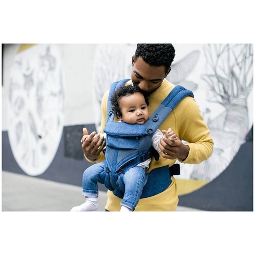 ЭргоРюкзак Aimama - Кенгуру переноска, Хипсит для новорождённых, 4 в 1, до 15 кг, Blue bloom 