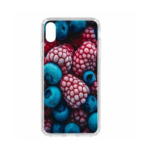 фото Чехол на apple iphone xs max kruche print fresh berries/накладка/с рисунком/прозрачный/бампер/противоударный/ударопрочный/с защитой камеры кruче