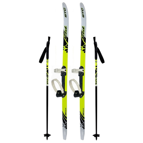 фото Лыжный детский комплект 120,130,140,150 см (лыжи пластиковые stc, крепление "цикл" универсальное, палки стекловолокно) нет бренда
