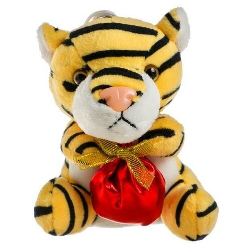 Мягкая игрушка Тигр с подарком, 11 см, на присоске