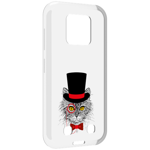 Чехол MyPads кот в шляпе для Oukitel WP18 задняя-панель-накладка-бампер
