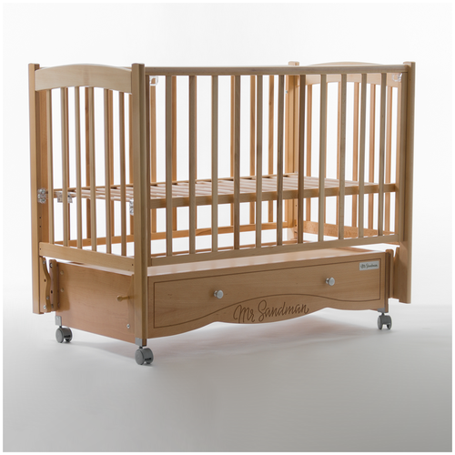 Детская кроватка для новорожденных Pocket 120х60 см, с маятником и ящиком, цвет бук натуральный, из массива бука кроватка mr sandman pocket base качалка продольный маятник бук натуральный