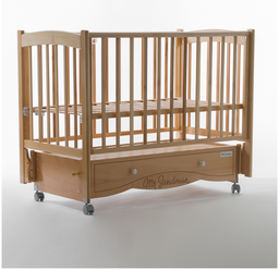 Детская кроватка для новорожденных Pocket 120х60 см, с маятником и ящиком, цвет бук натуральный, из массива бука