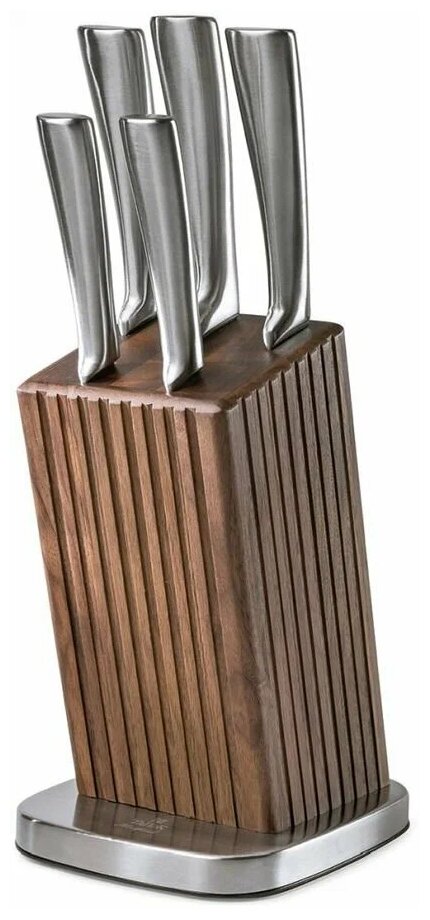 Набор Taller Hertford, 5 ножей с подставкой, серебристый / коричневый