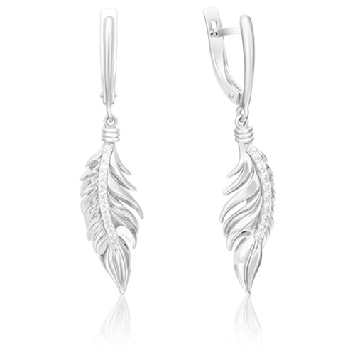 PLATINA jewelry Серьги из белого золота с фианитом 02-4344-00-401-1120-23