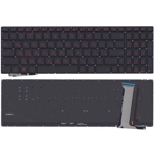 Клавиатура для ноутбука Asus G771, N551 черная без рамки с красной подсветкой клавиатура для ноутбука asus g771jw черная без рамки с красной подсветкой