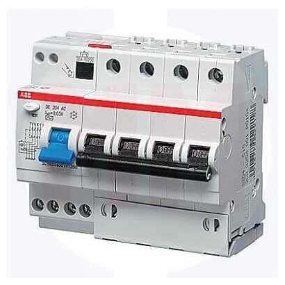 Дифференциальный автомат ABB 4-полюсный DS204 AC-C16/0,03 6 модулей