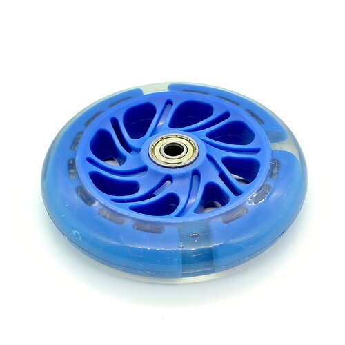 Колесо тонкое переднее светящееся для трехколесного самоката 120 мм (синее)