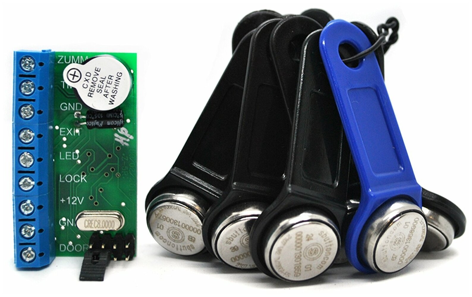 Контроллер Z-5R в комплекте с записанными ключ-таблетками с держателем Touch Memory (набор из 10 шт Black + мастер ключ)