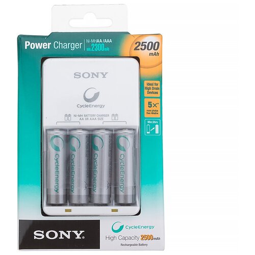 фото Зарядное устройство sony power charger + 4 aa 2500 мач [bcg-34hh4en]