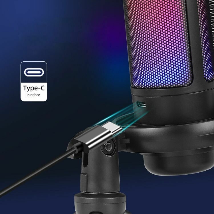 Микрофон проводной конденсаторный на стойке OT-PCS08A RGB — фото 1