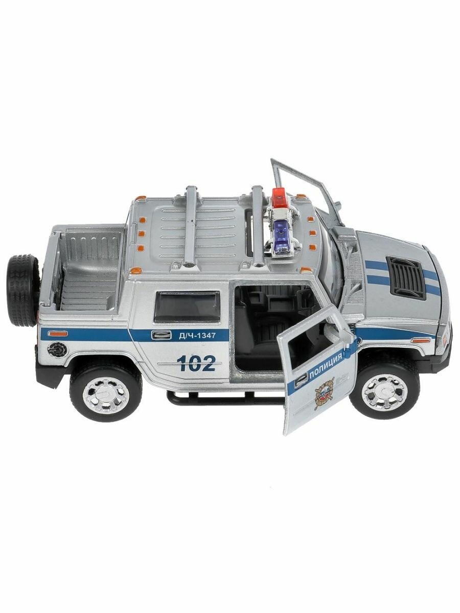 Машина металлическая Технопарк свет, звук Hummer H2 Pickup полиция 12 см, двери, багажник