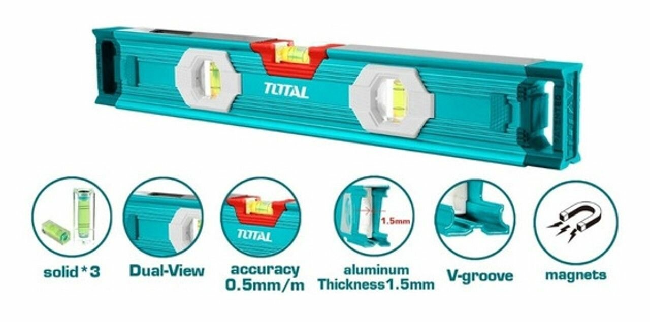 Уровень строительный магнитный TOTAL 600 мм