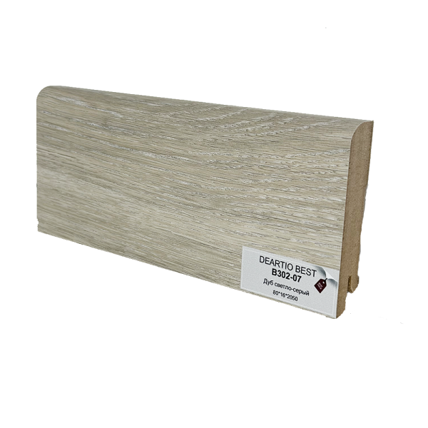 Плинтус Напольный МДФ Deartio Best B302-07 Дуб Светло-Серый В80хТ16хД2050 мм / Deartio.