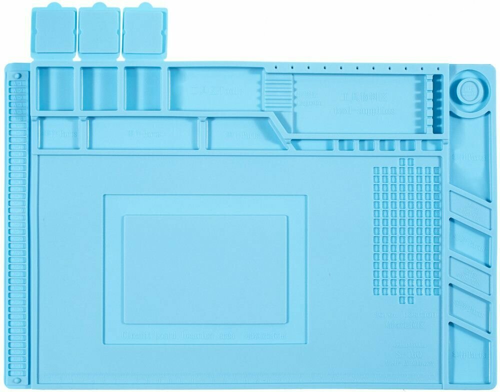 Термостойкий коврик с магнитной вставкой для ремонта электроники и пайки с отсеками S-160 45х30см