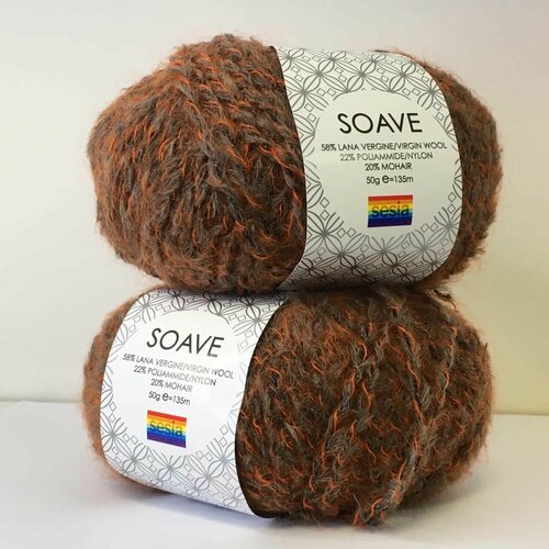 Пряжа Soave Manifatura Sesia; 270м/100гр; 58% лана Virgin, 22% нейлон, 20% мохер; цвет 166; два мотка (50гр. х 2шт.)