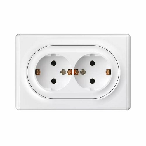 Розетка 2-м onekeyelectro 16А ip20 с заземл. винт. клеммы белый