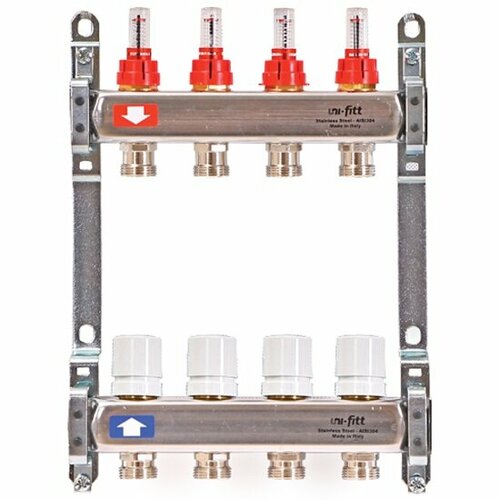 Коллекторная группа Uni-fitt , 1' х 3/4' - 6 контуров с расходомерами, термост. вентилями (450B4306)