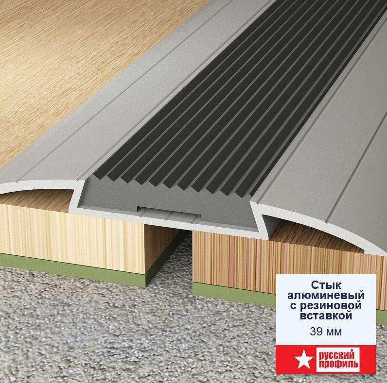 фото Порог с резиновой антискользящей вставкой, 39 х 1800 мм, для напольных покрытий