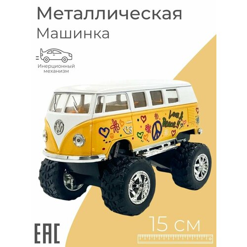 Металлическая машинка для мальчика 1962 Volkswagen Classical Bus, желтый