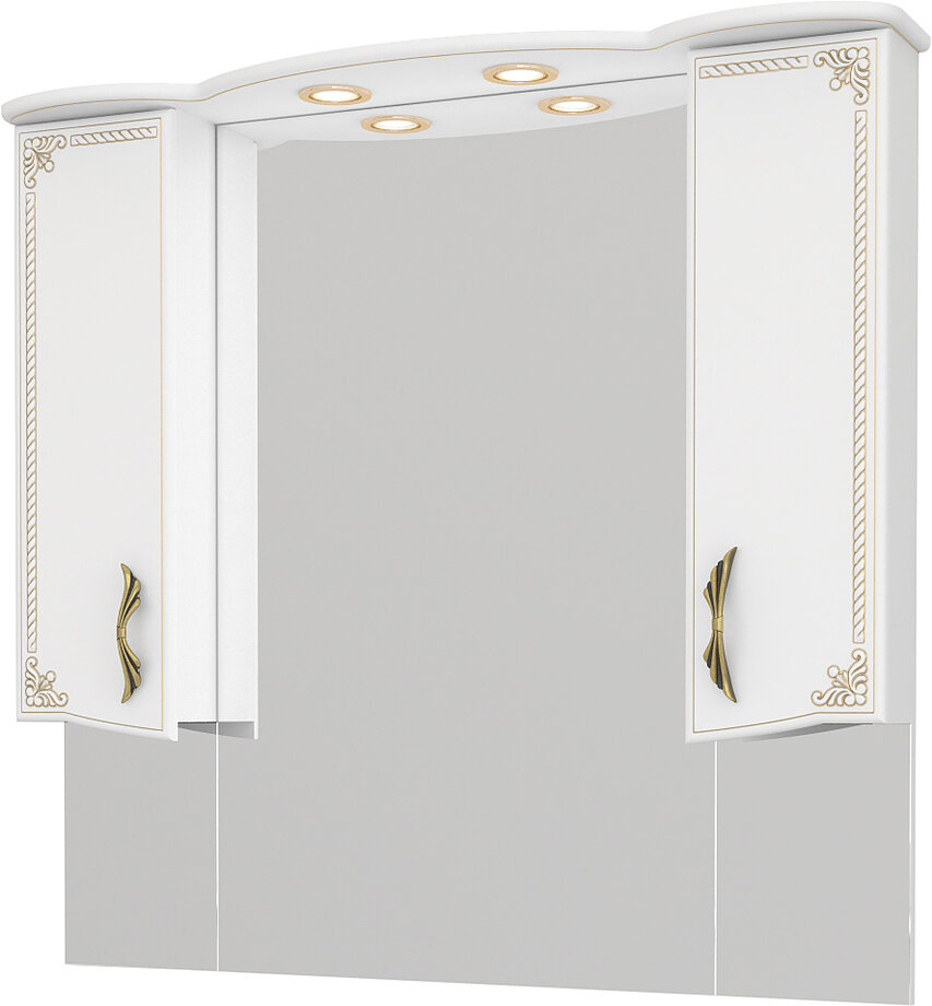 фото Шкаф зеркальный какса-а Классик-Д 105 Белое Золото (1050х1000х226)