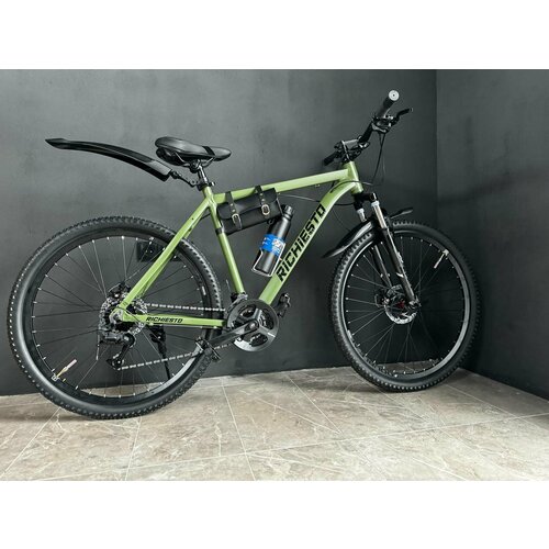 Велосипед 275 Richiesto алюминиевая рама 21 Горный ВзрослыйПодростковый зеленый с черным 2024 2610000₽
