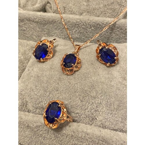 Комплект бижутерии Babilon подвеска серьги кольцо цепь фианит размер кольца 17 размер кольецепочки 50 см 999₽