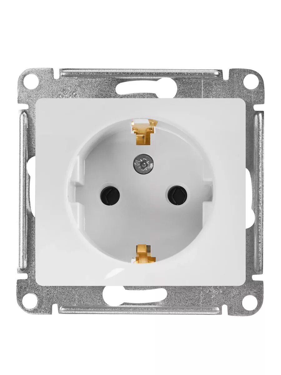 фото Розетка встраиваемая с заземлением цвет белый